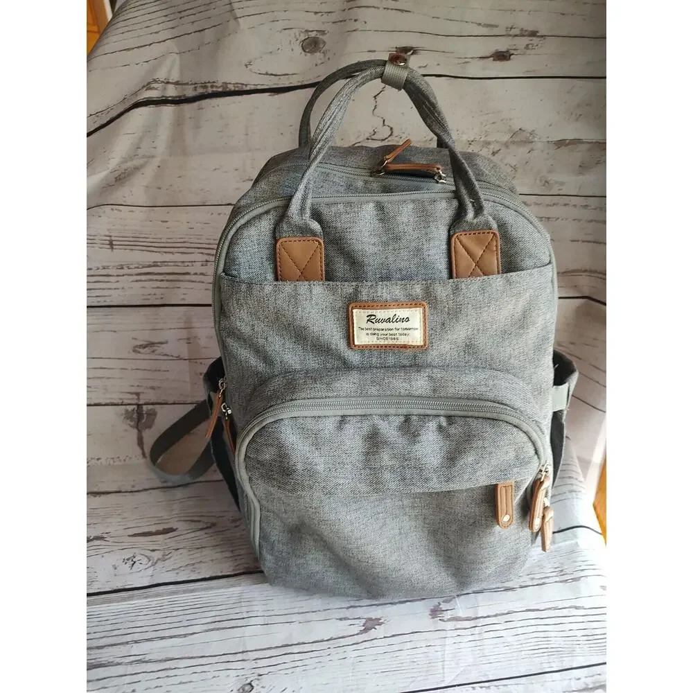 Ruvalino Multifunction Travel Diaper Bag Backpack Back Pack, Brown Gray Grey